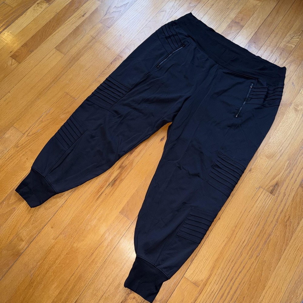 Athleta Venice Moto Jogger Pants Womens 2X Black Zip Pockets Travel Gym Yoga - Picture 8 of 15